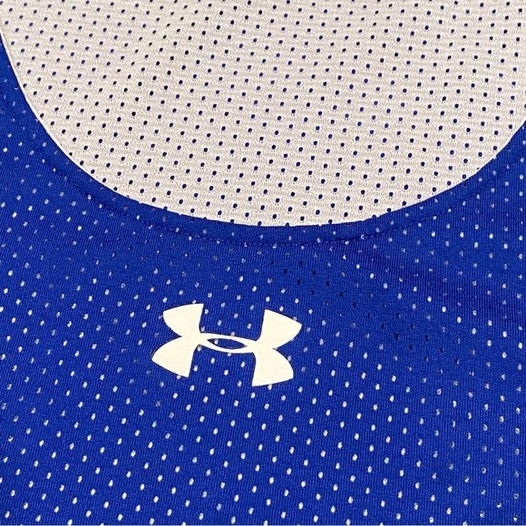Under Armour Double Reversible Basketball Jersey Men's *XL Blue/White Mesh Tank - Picture 3 of 12